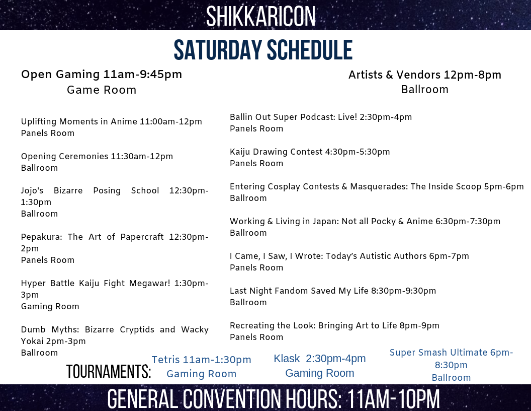 Shikkaricon Schedule – Anime & Gaming Convention