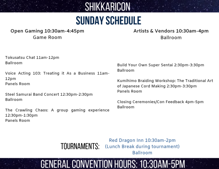 Shikkaricon Schedule – Anime & Gaming Convention